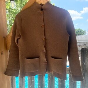 VTG EiLEN FISHER 100% Wool Cardigan Button-Up Long Sleeve PP